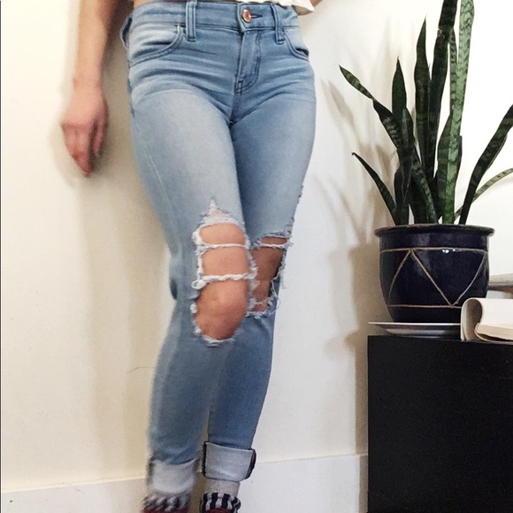 American Eagle Outfitters Denim - AE light wash destroyed super low jegging